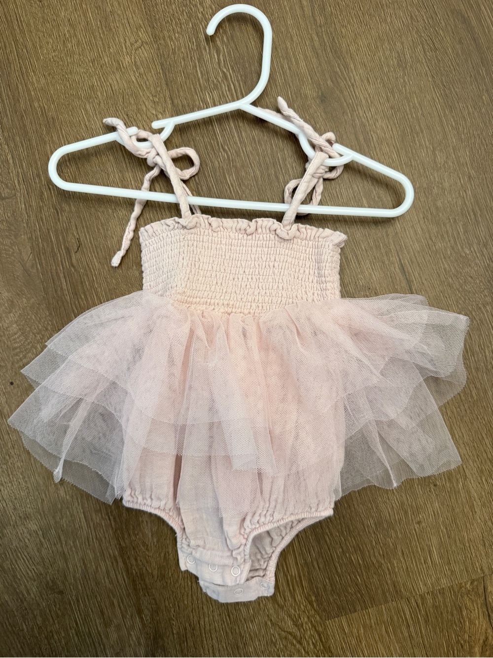 Angel Dear Blush Pink Tulle Smocked One-Piece
